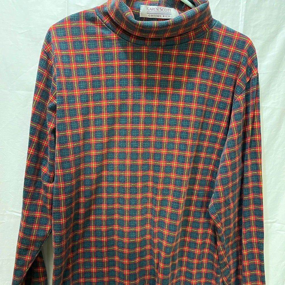 Karen Scott Plaid Turtleneck top